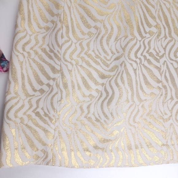 New Lilly Pulitzer Cream Gold Embroidered Metallic Dress Sz 2 - Picture 9 of 13